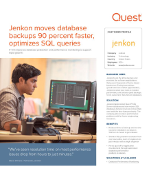 Jenkon moves database backups 90 percent faster, optimizes SQL queries