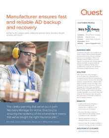 Manufacturer ensures fast and reliable AD backup and recovery 