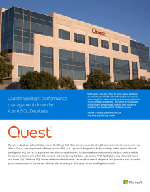 Quest’s Spotlight performance management driven by Azure SQL Database