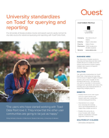 University standardizes on Toad® for querying and reporting