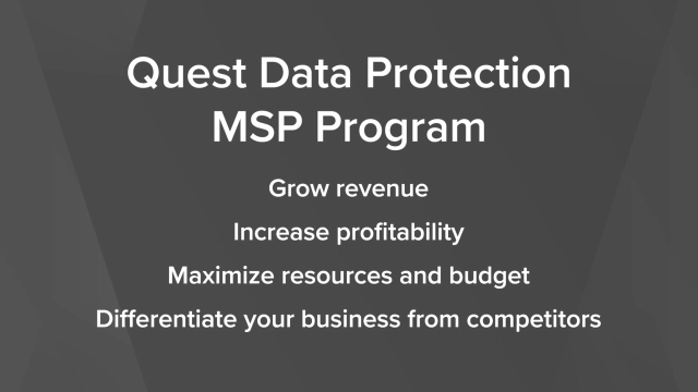 Grow Revenue & Profitability with the Quest Data Protection MSP Program