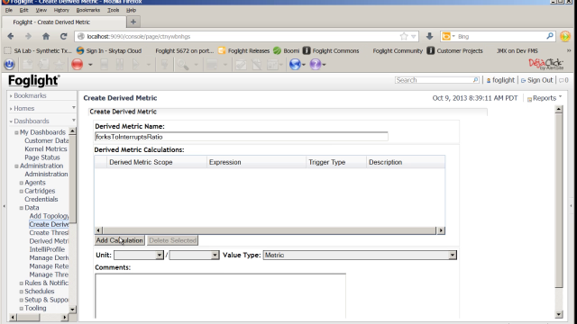 How to create derived metrics in Foglight