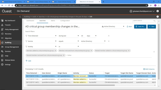 Hybrid AD auditing with Change Auditor and On Demand Audit